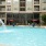 a pool with a fountain in it