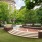 a courtyard with trees